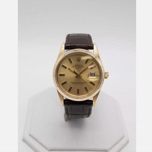 Rolex 14k Yellow Gold Mesn 34mm Date Dress Watch - Picture 1 of 6